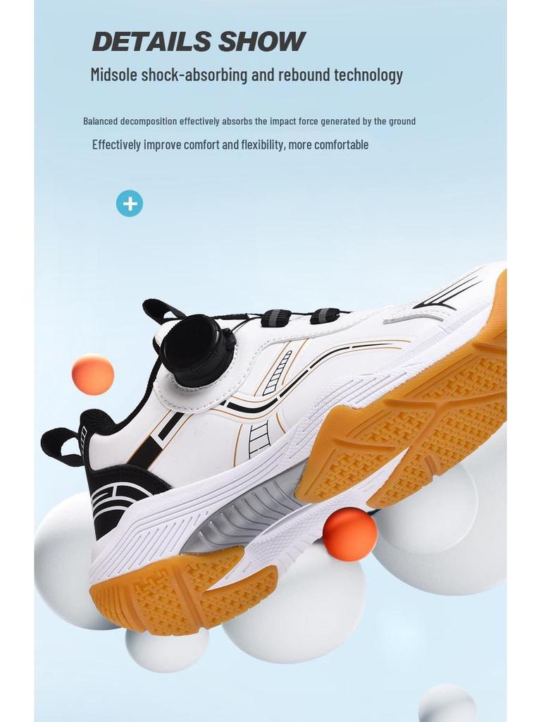 Wasserdichte Lederschuhe für Kinder zum Badmintonspielen mit Drehverschluss und rutschfester weicher Sohle für Jungen und Mädchen, Frühling/Herbst 2025