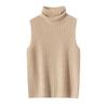 Women's 100% Pure Cashmere Striped Sleeveless Slim-Fit Turtleneck Vest