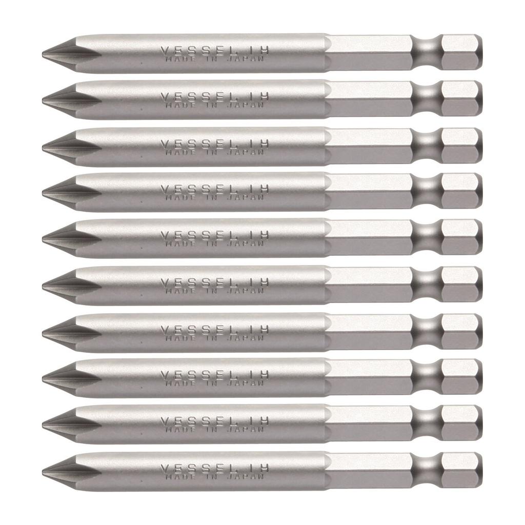 VESSEL Driver Bits for Air and Electric x H B35 ZP Screwdrivers, +1 75mm, 10-Piece Set, Hardness (High Hardness),