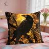 Vintage Black Crow Cushion Cover Square Short Plush Pillow Case Living Room Sofa Home Decor Funda X