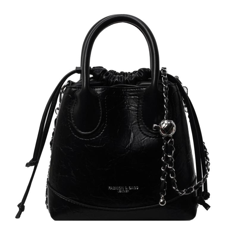 

Сумки через плечо из мятой трендовой кожи с ремешком из полиуретана и цепочкой, повседневная универсальная сумка на плечо винно-красного цвета