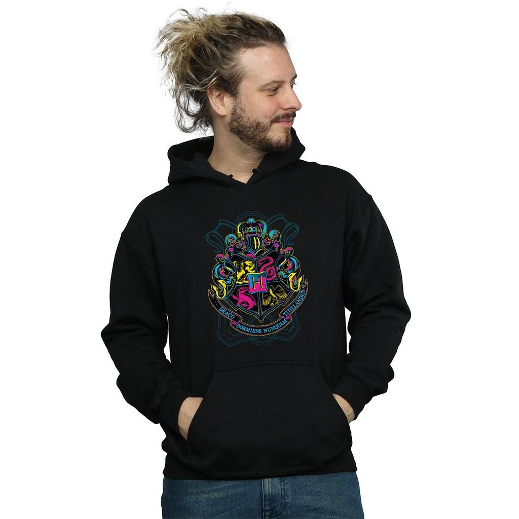 Harry Potter Mens Neon Hogwarts Crest Hoodie