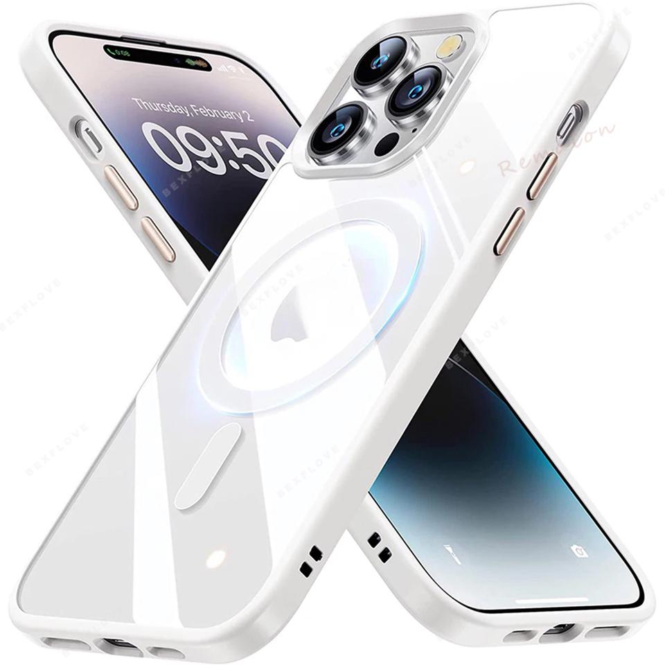 Magnetic Clear Phone Case for iPhone 16E 14 15 16 Plus 11 12 13 Pro Max X XR XS MAX 12 13 Mini Magsafe Charging Shockproof Cover