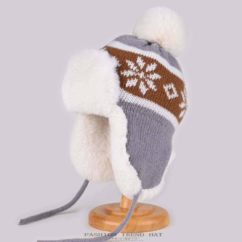 Fair Island Plush Knitted Hat Women's Autumn and Winter Warm Ear Protection Hat Cute Thickened Cold Wool Hat