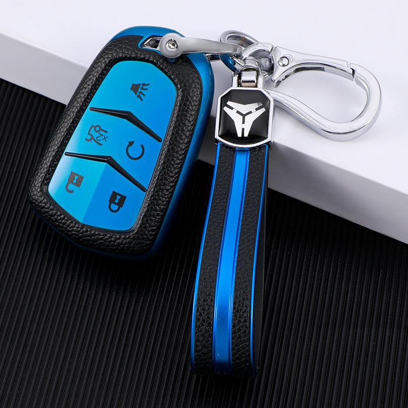 Cadillac Key Case for XT5, CT5, XT4, XTS, ATSL, CT6, XT6, CT4 - Leather Texture Shell with Buckle