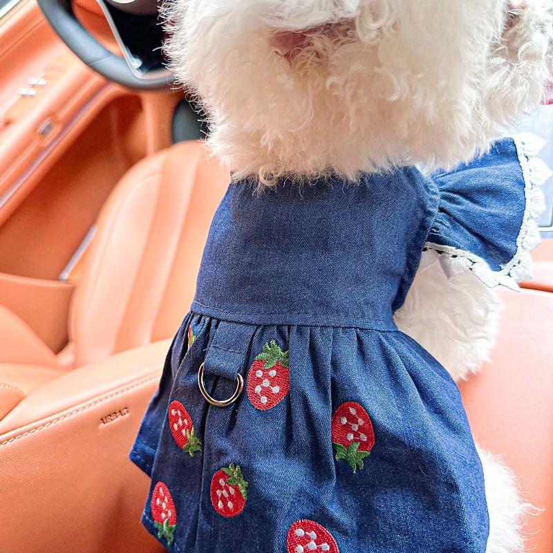 1pc Pet Clothes Strawberry Dress for Small Dogs & Cats, Cute Outfit for Puppies and Kittens