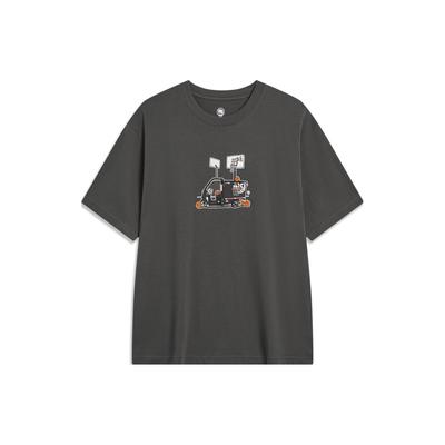 Li-Ning T-shirt Unisexe à Manches Courtes et Col Rond Imprimé Graphique Série Badfive Noir AHST915-3