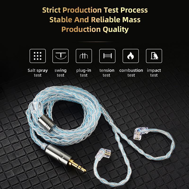 Qkz T1 Earphone Cable 8 Strand Copper Silver-Plated Upgrade Wire 3.5Mm Wired Headphone Cord For Zxn Zxt Ak6 Zs10 Edx Pro Zsr Cca