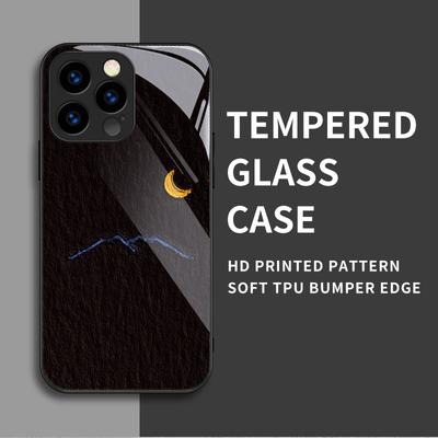 Gehärtetes Glas Gehäuse Mondnacht Berg Gedruckt Schutzhülle TPU Hülle Weiche Hülle Schale für iPhone Samsung