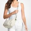 Michael Kors MERRITT Logo Adjustable Shoulder Strap Faux Leather Shoulder Bag Medium Women's Cream