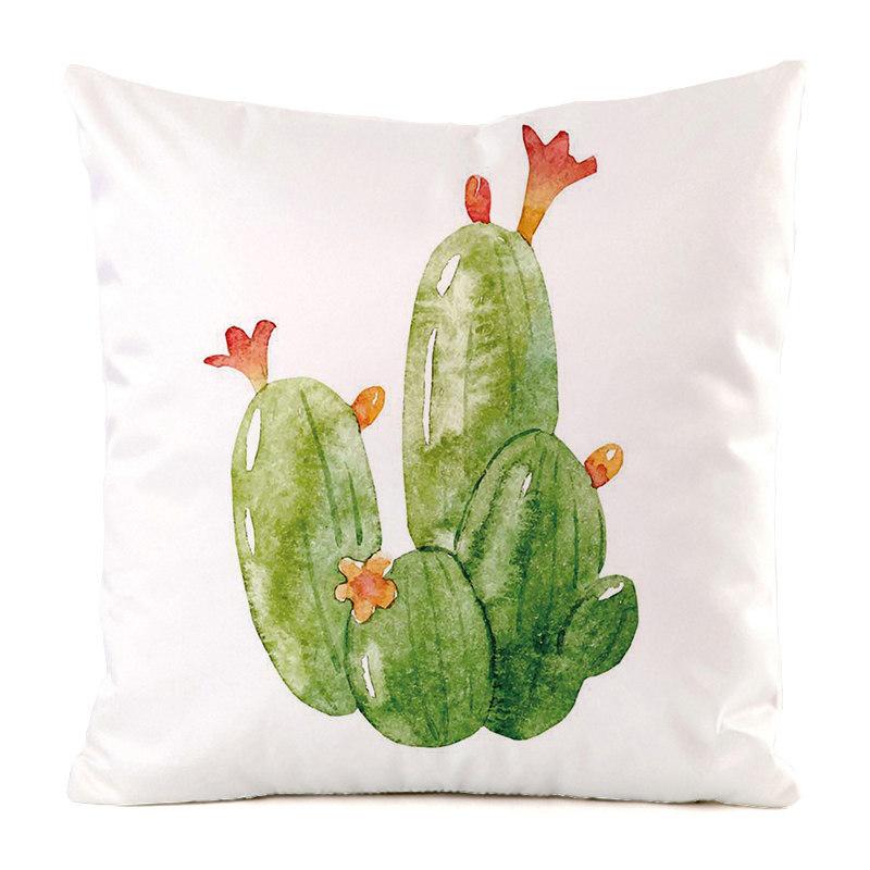 "Fresh and Gentle" Cactus Collection Digital printing short plush pillow covers for car sofa office cushion cover home goods