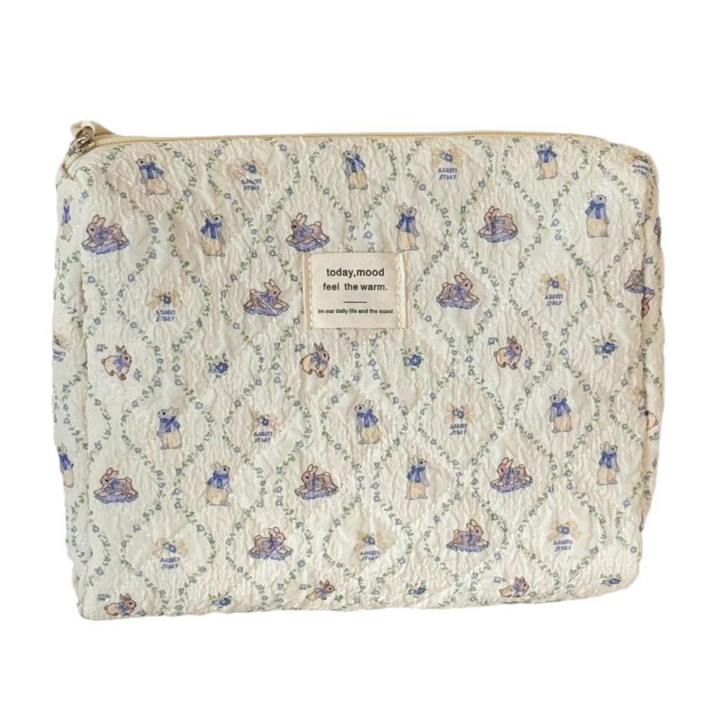 Purple Rabbit Lace Makeup Bag - Cute Cartoon Print, Fresh Style, Compact Storage Wash Bag