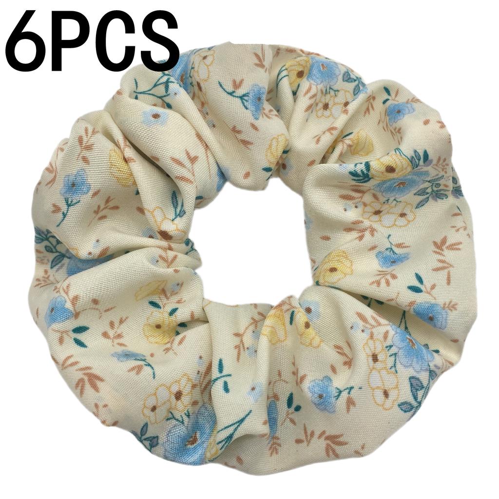 6pcs/lot Hair Scrunchies Bands Scrunchy Ties Ropes Ponytail Holder for Women Accessories Fabric Headwear Ditsy Floral Sweet Cute