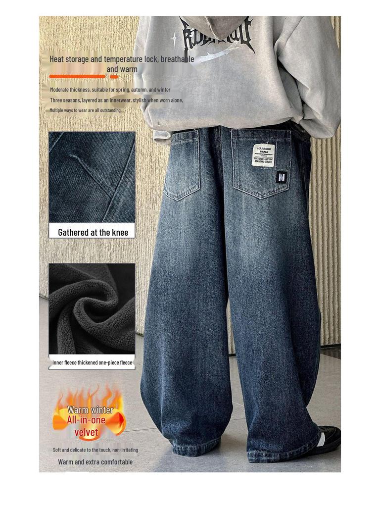 Boys' Fleece-Lined Casual Jeans - Autumn/Winter 2025
