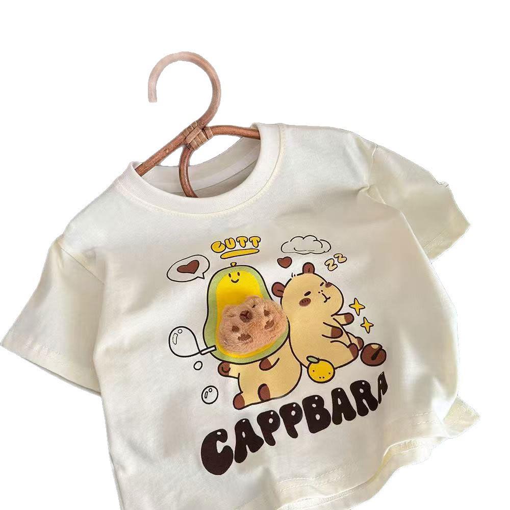 3D Cartoon Character Short Sleeve Cotton T-shirt for Kids