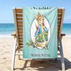 1pc Peter Rabbit2 Beach Towel with Custom Name, Beach/Swimming/Bath/Picnic/Camping Towel, Suitable for Seaside Beaches