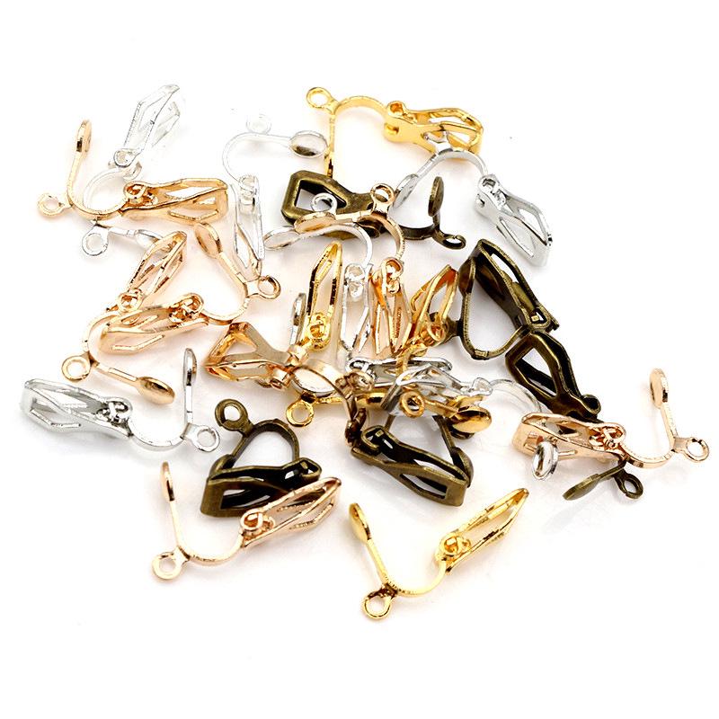 50 Pcs DIY Non-Piercing Triangle Ear Clip Jewelry Accessories with Pendant, Iron-Plated, 25g