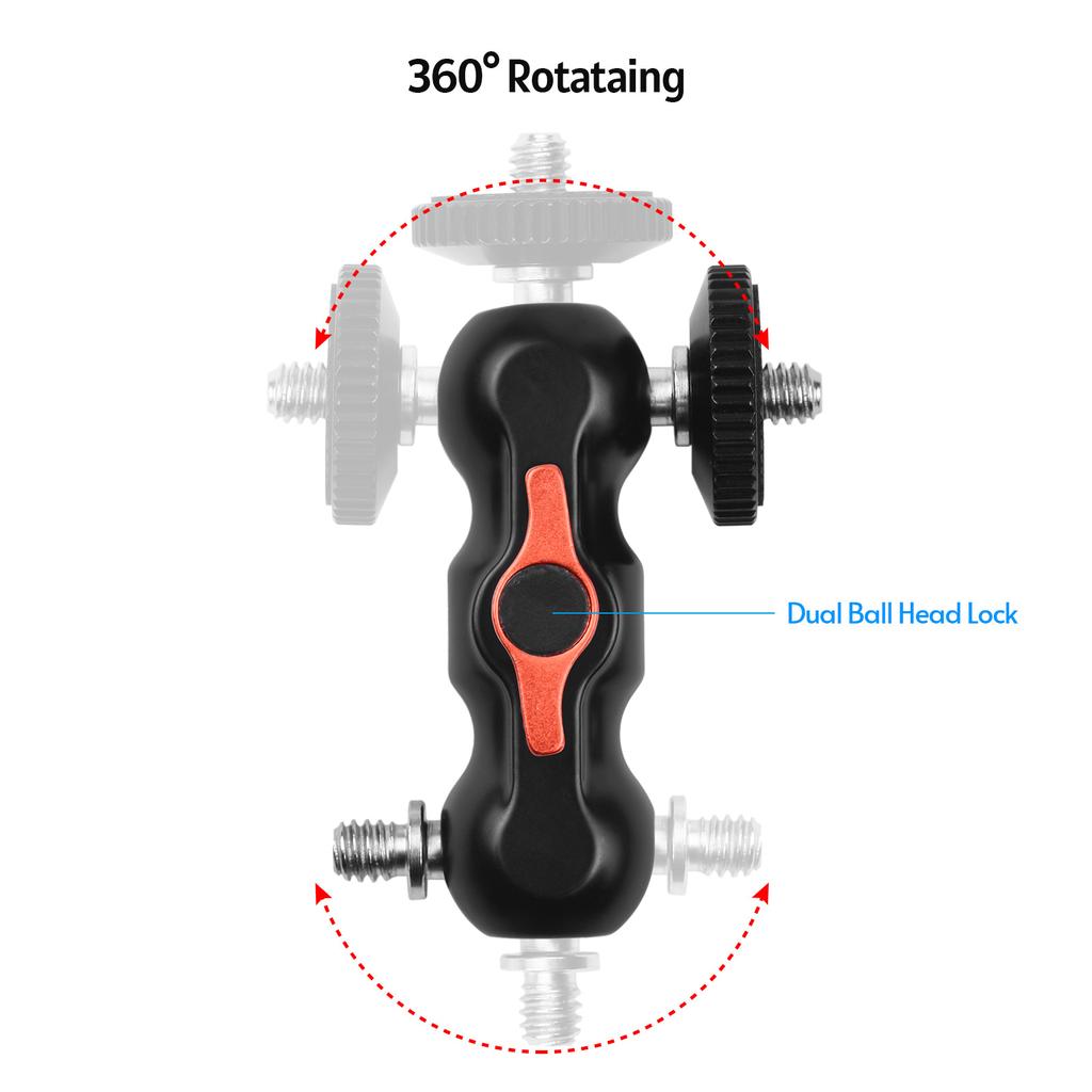 Andoer Articulating Friction Arm Monitor Mount with Double Ballhead Standard 1 4 inch Screw for Camera Monitor LED