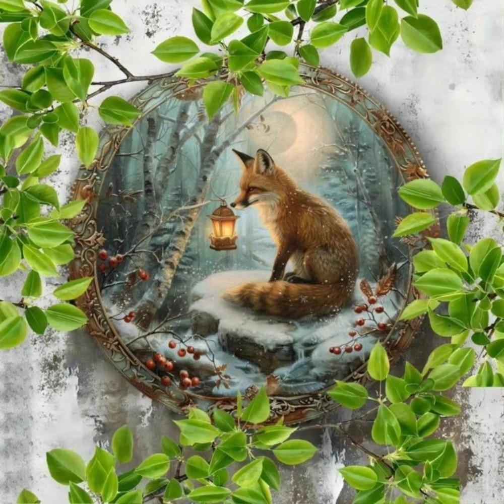 Winter Forest Aluminum Wall Art Round Metal Painting 1 Piece 8x8 Inch Winter Scenery