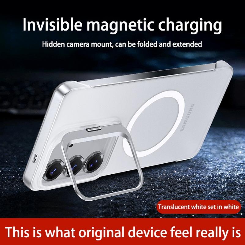 Invisible Camera Kickstand Frameless Clear Case For Samsung S26 Ultra S26 + Galaxy S25 Ultra S24 FE Magnetic Ring Protect Cover