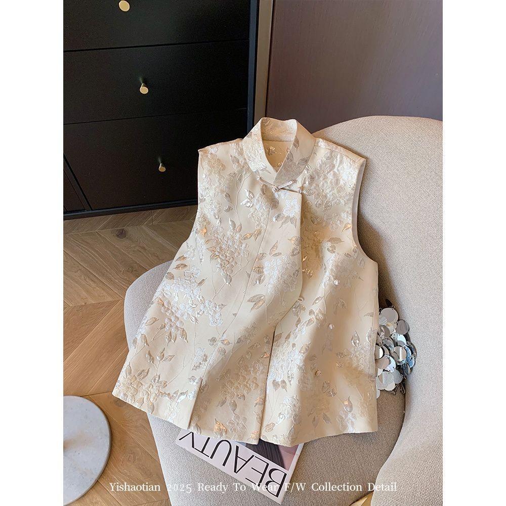 

Суперкрасивый ретро-жилет, жаккардовый жилет с дисковой пряжкой, многослойный жилет 3XL (recommended 138-75kg)