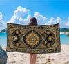Boho Himmlisches Sonne & Mond Strandtuch, Schnelltrocknende Weiche Baumwolle, Schwarz Gold Tarot-inspiriertes Muster für den Sommer Pool Gebrauch Badetuch