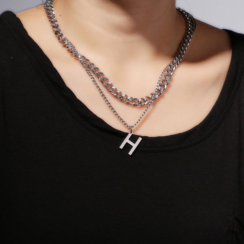 Ins Non Fading W Letter Double-layer Necklace, Personalized and Simple Collarbone Chain, Cool and Versatile Necklace, Trendy Accessory