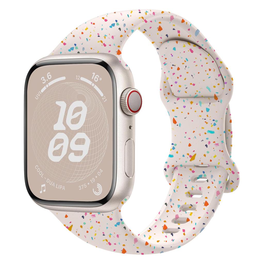 Cinturino per Apple Watch per iWatch 9/S11/Ultra - Silicone con Coriandoli e Fibbia a Farfalla