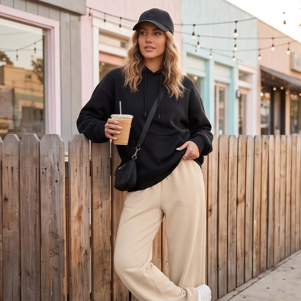 Pantaloni della tuta larghi da donna a gamba larga con coulisse per l'uso casual di tutti i giorni