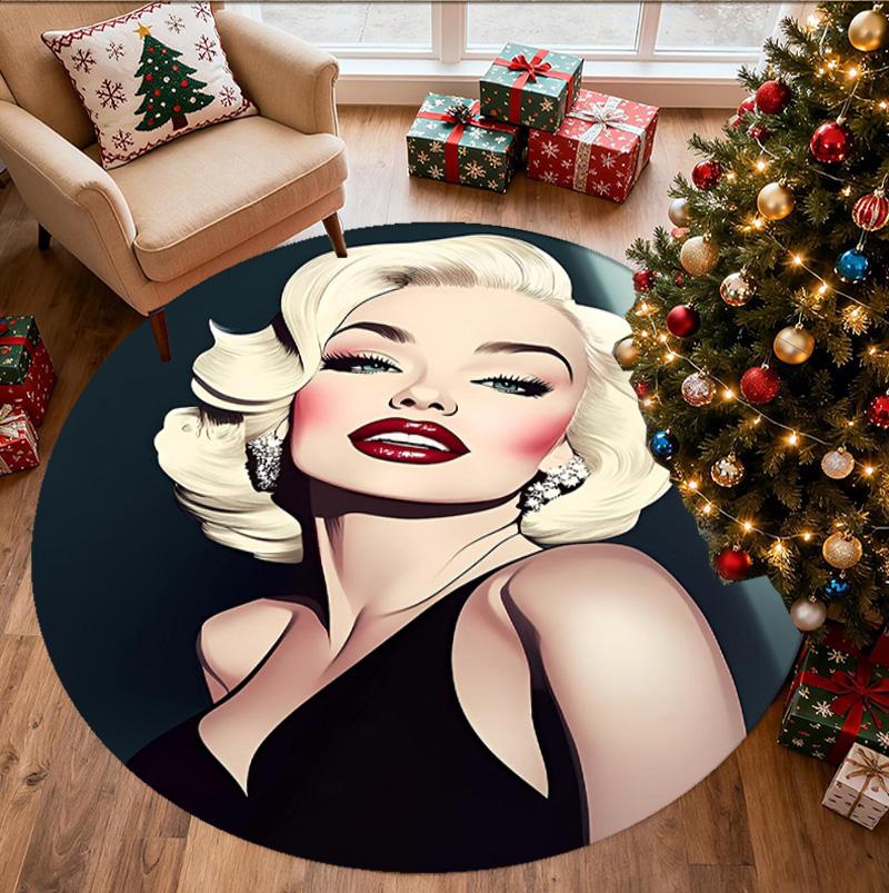 Marilyn Monroe Mønster Rundt Tæppe, Indendørs/Udendørs Måtte, til Picnic, Spillerum, Soveværelse, Kontor, Stue, Hjemmeindretning Tæppe, Fødselsdagsgave