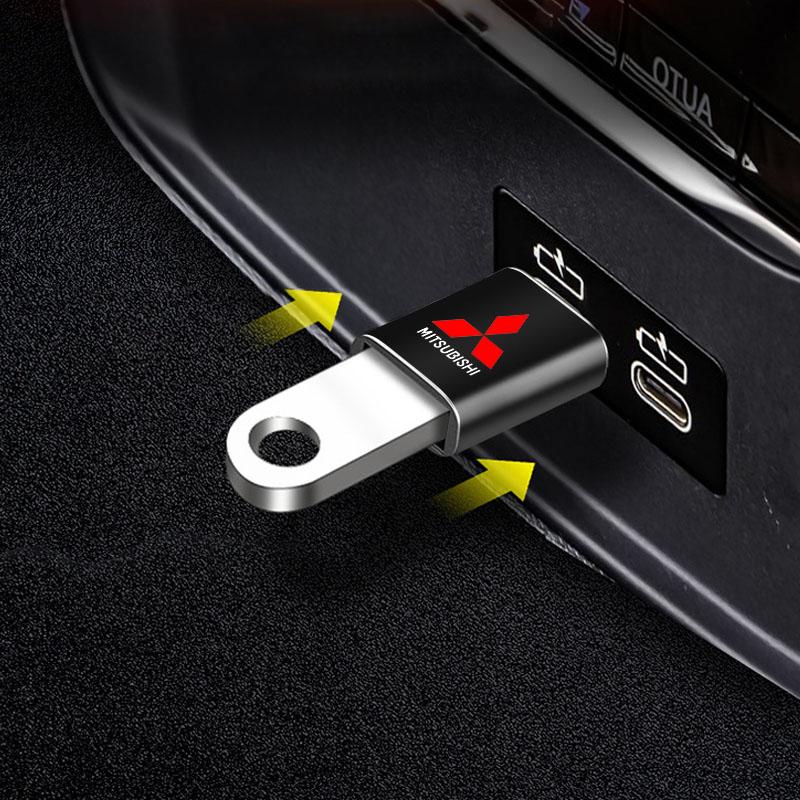 Car Usb Type C Cable Converter Charging Adapter For Mitsubishi Lancer Ralliart 10 3 9 EX Outlander 3 ASX L200 Accessories