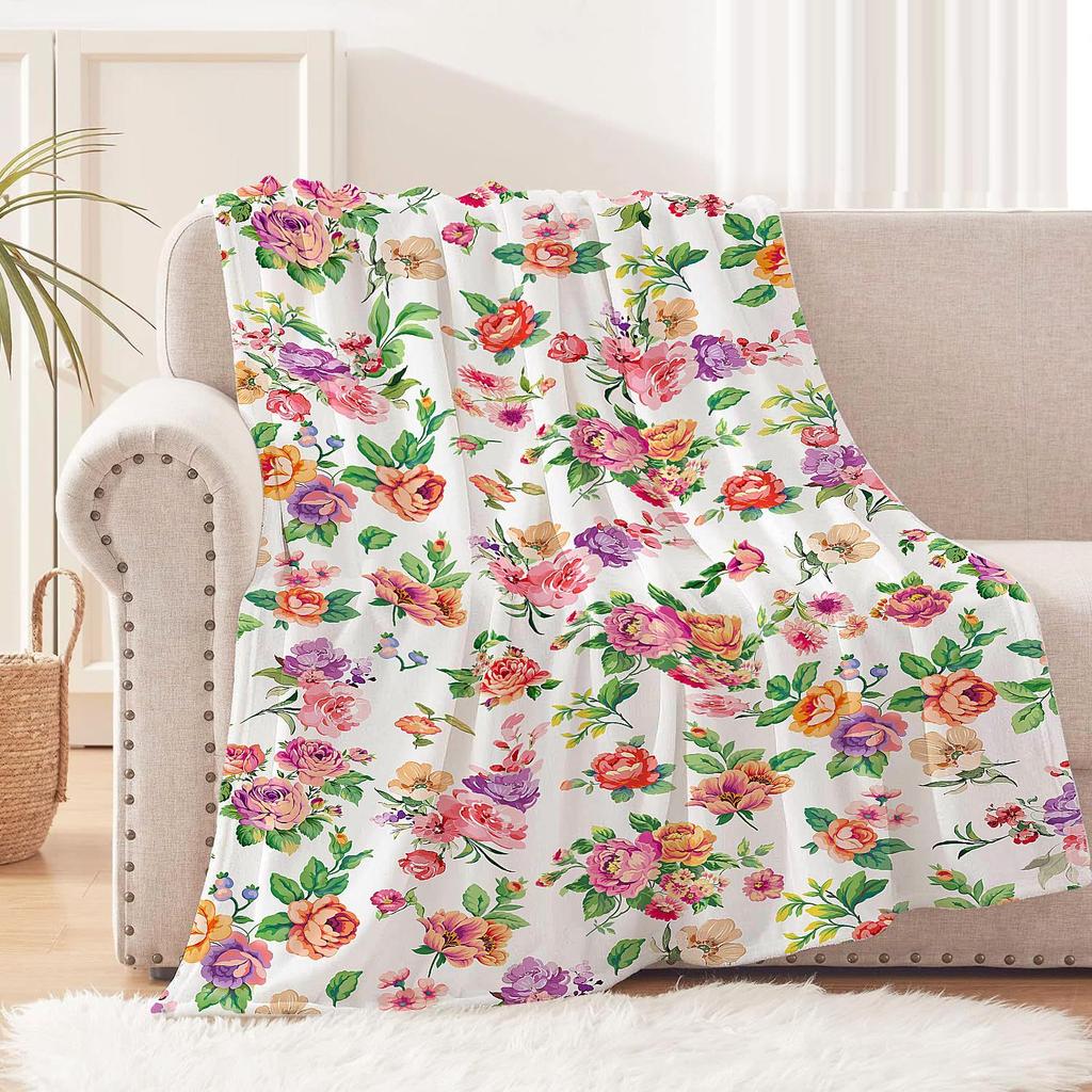 Flower Blanket Watercolor Vintage Color Peony Blanket Flannel Blanket Soft Comfort Blanket Suitable For Sofa Blanket