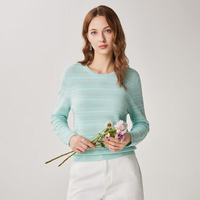 Zhaojun Women's 100% Wool Hollow-Out Knit Sweater