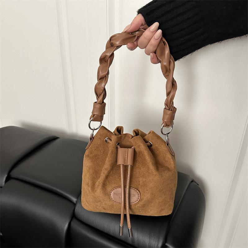Spring New Retro Top Handle Bag Comfortable and Versatile Texture Bucket Bag Women Fashion Matte Korea Style Simple Shoulder Bag