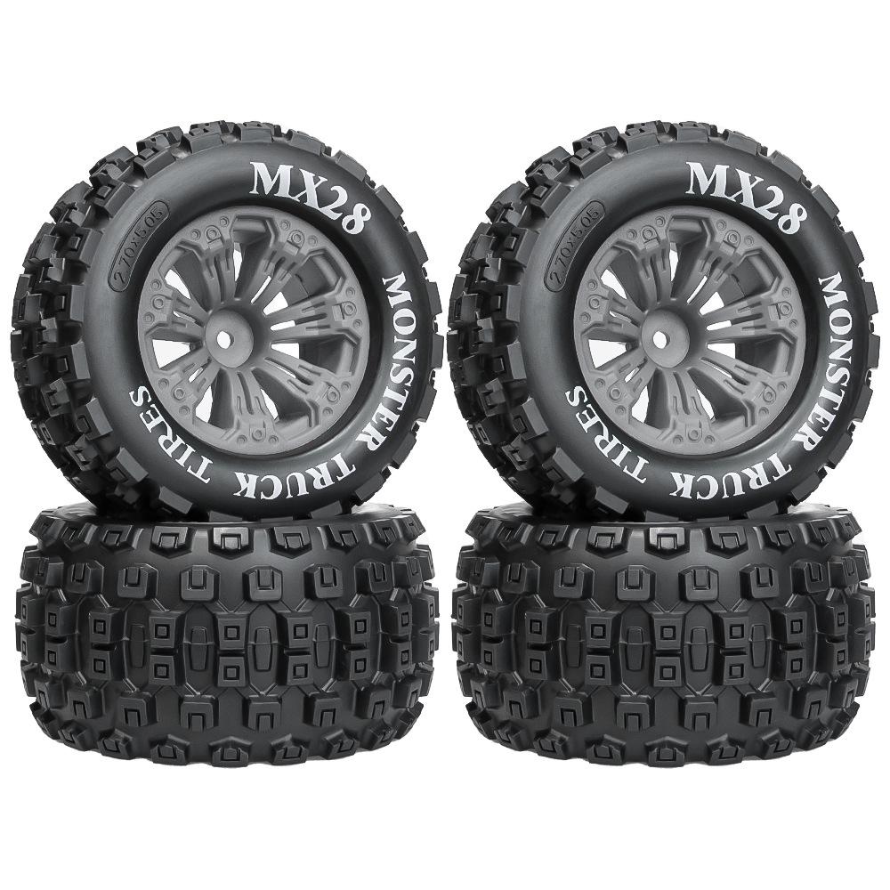 

2.8-Inch 1/10 RC Model Car Big Foot Off-Road Tires, MX28 Chocolate Tread, Wear-Resistant, 12mm Coupler. сірий колір