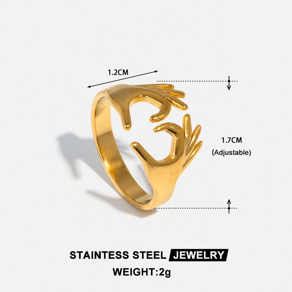 Elegant Geometric Multi-layer 18K Gold Plated Open Ring for Women