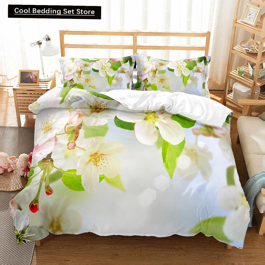 Spring Flowers King Queen Duvet Cover Colorful Floral Bedding Set Cherry Blossoms Quilt Cover 2/3pcs Polyester Comforter Cover