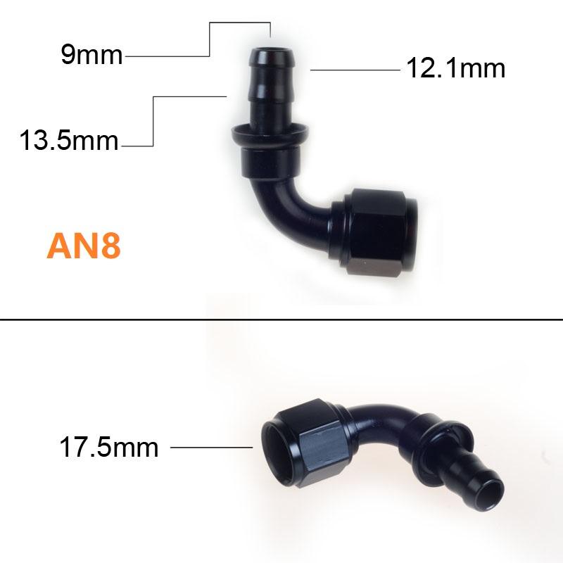 Uuiversal Aluminum AN6 AN8 AN10 Oil Fuel Fitting Oil Fuel Push On Hose 0 90 45 180 Degree Rubber Tube Hose End