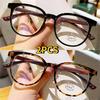 2Pcs Classic Blue Light Blocking Eyeglasse Woman Leopard Glasses Frame Anti Blue Light Glasses Transparent Women Men Eyewear