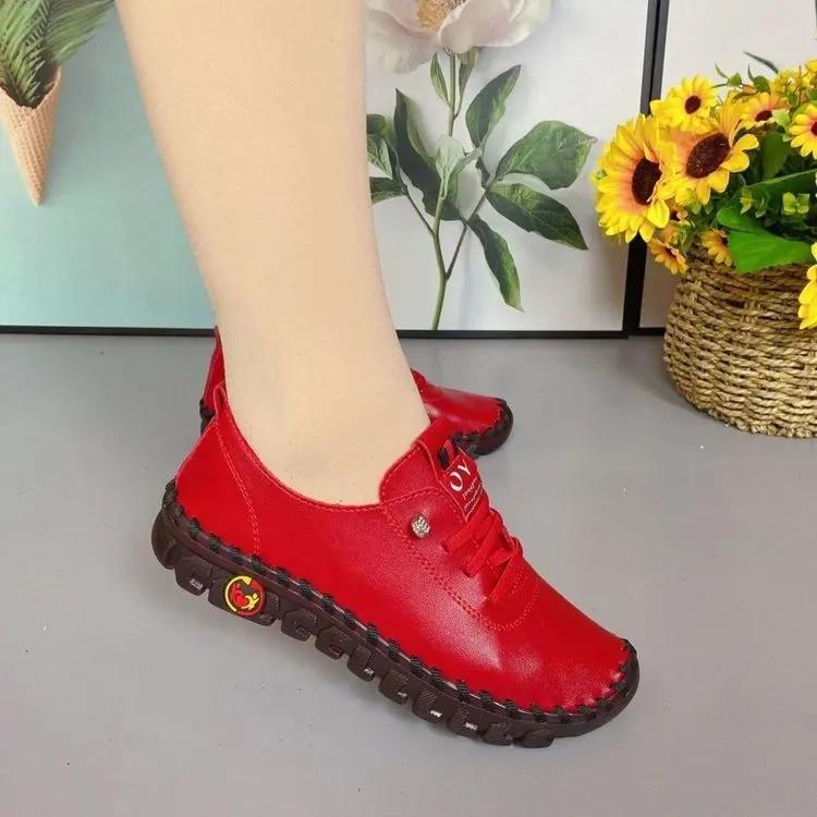 Retro Sewing Sneakers for Women Shoes Non-slip Loafers Fashion Lace Up Casual Shoes Female Soft Mom Shoe Zapatillas Mujer
