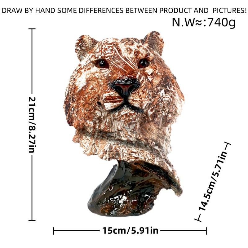Resin Leopard Head Sculpture Decorative Figurine Living Room Office TV Cabinet European Style Animal Art Statue