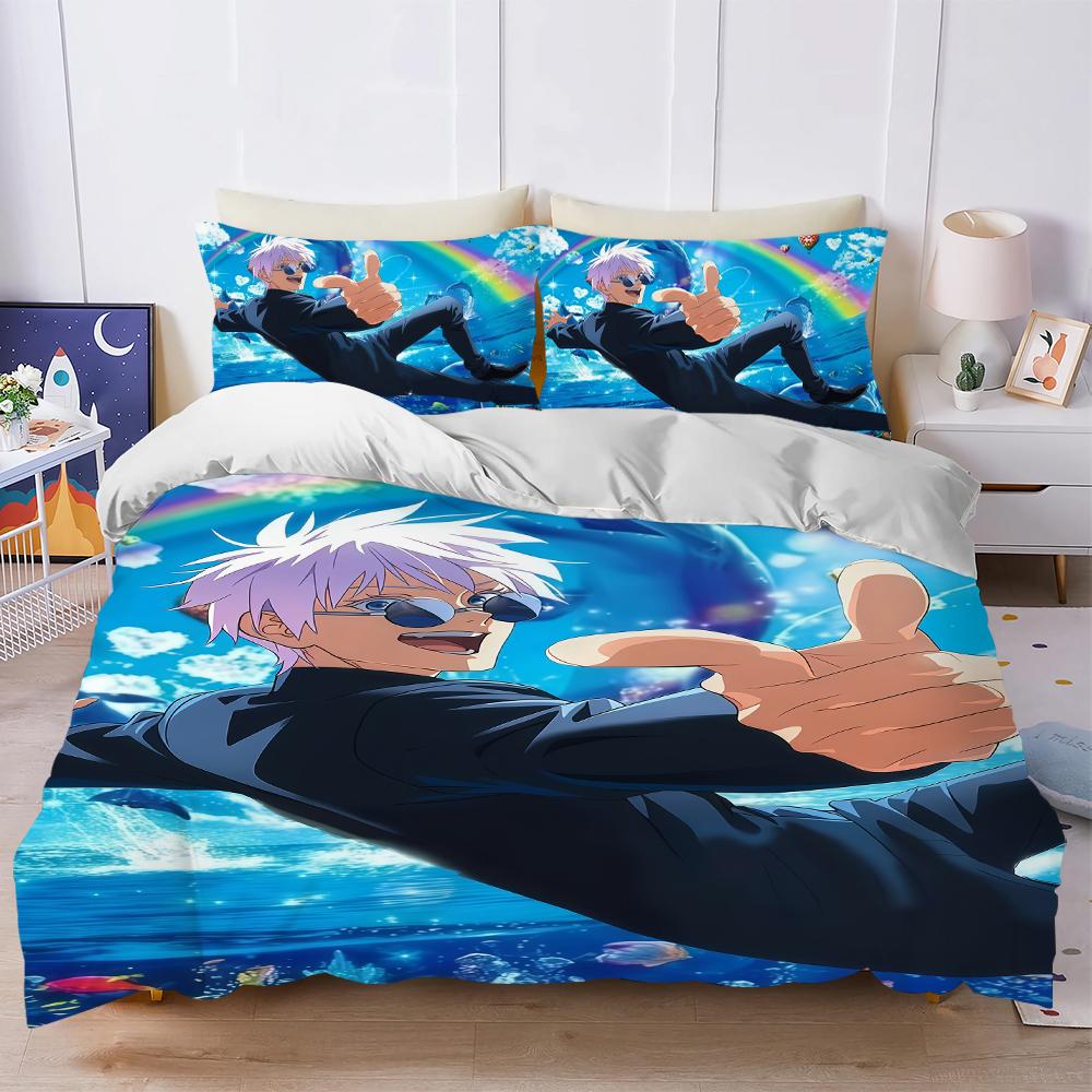 

Jujutsu Satoru Gojo Duvet Cover Set Soft Wash Bed 3 Piece Summer Comfortable Student Dormitory Home Baby Bedding Best seller (135x200cm)