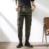 New Hong Kong Style Straight Loose Multi-Pocket Overalls Men's Outdoor Sports Large Size Casual Elastic Retro Long Pants