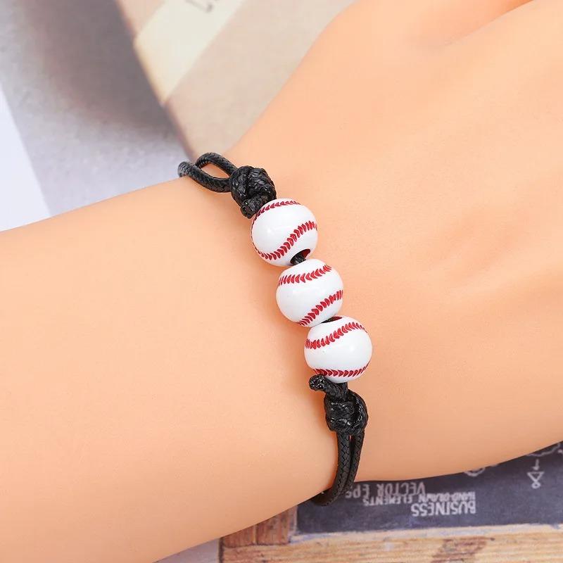 Football Basketball Tennis Rugby Hand Bracelet Wax Line Woven Tennis Rugby Bracelet Boys Girls Soccer Volleyball Beads Jewelry