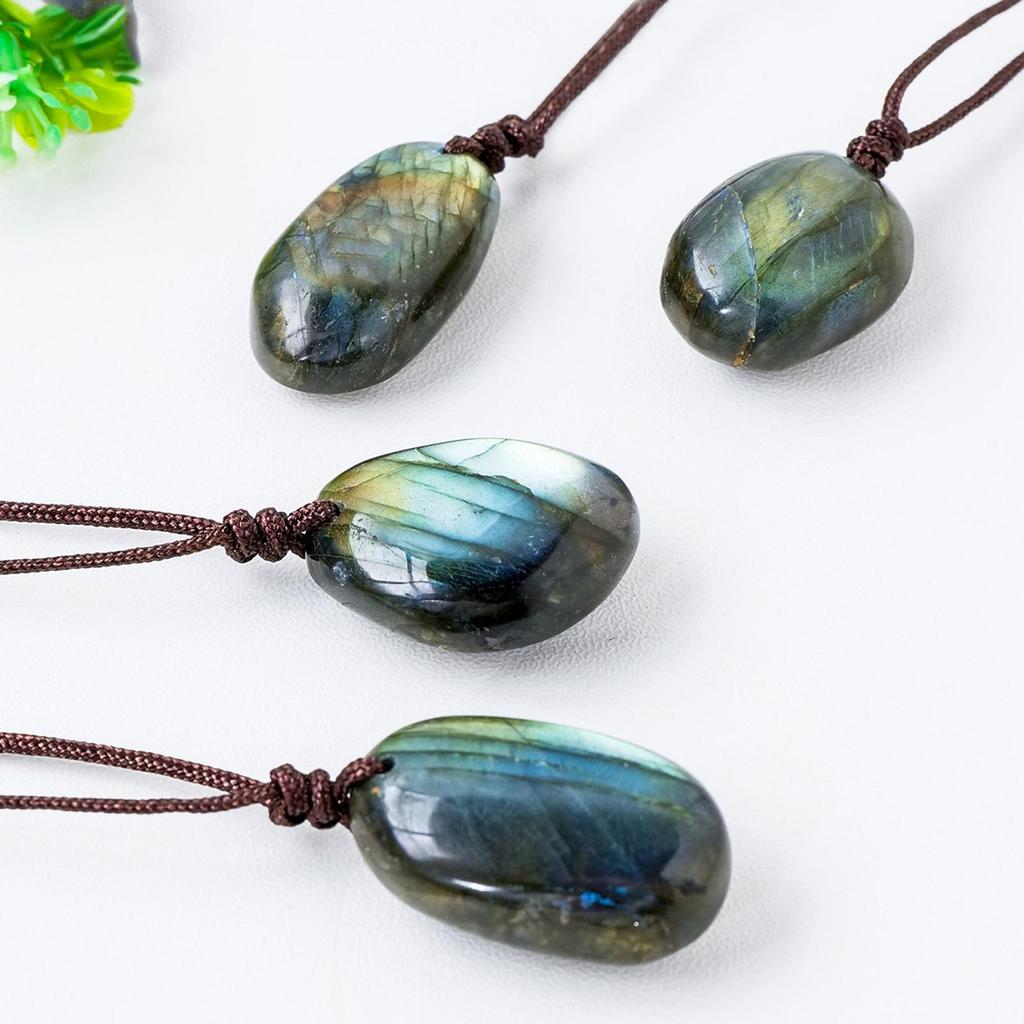 Labradorite Crystal Necklace Natural Healing Stone Pendant Regular Handmade Waterdrops Shape Healing Crystal Necklace For Unisex