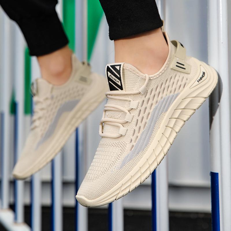 2024 New Summer  flying mesh surface breathable sports shoes trend all casual men's shoes soft soles comfortable running shoes