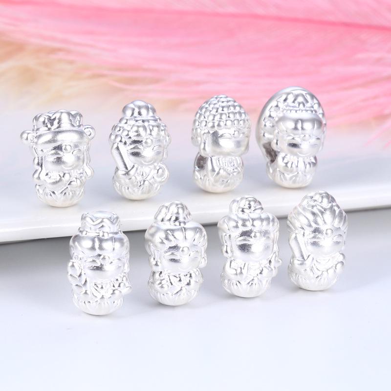 S999 Sterling Silver Zodiac Buddha Luck 3D Hard Silver Fudo Myoo Guardian Deity Accessory Akasagarbha (Ox, Tiger)