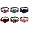 Girl Dog Collar Rose Flower Decor Floral Cat Collar Necklaces Puppies Collars with Metal Buckle No Bell Adjustable