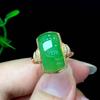 New In Natural Jade Chalcedony Ring Vintage Classic Green Square  Rings for Women Fashion Chinese Style Charm Banquet Jewelry