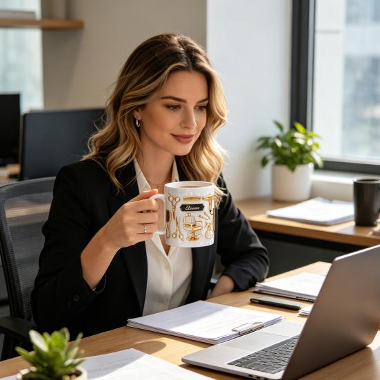 Personalisierte Friseur Tasse Keramik 330ml Friseur Kaffeetasse mit Gold